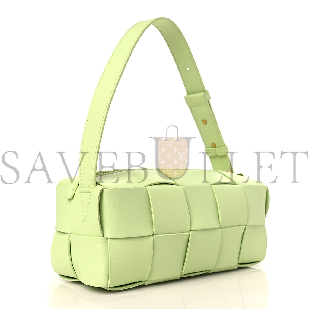 BOTTEGA VENETA LAMBSKIN MAXI INTRECCIATO SMALL BRICK CASSETTE BAG FENNEL  (23*10*10cm)