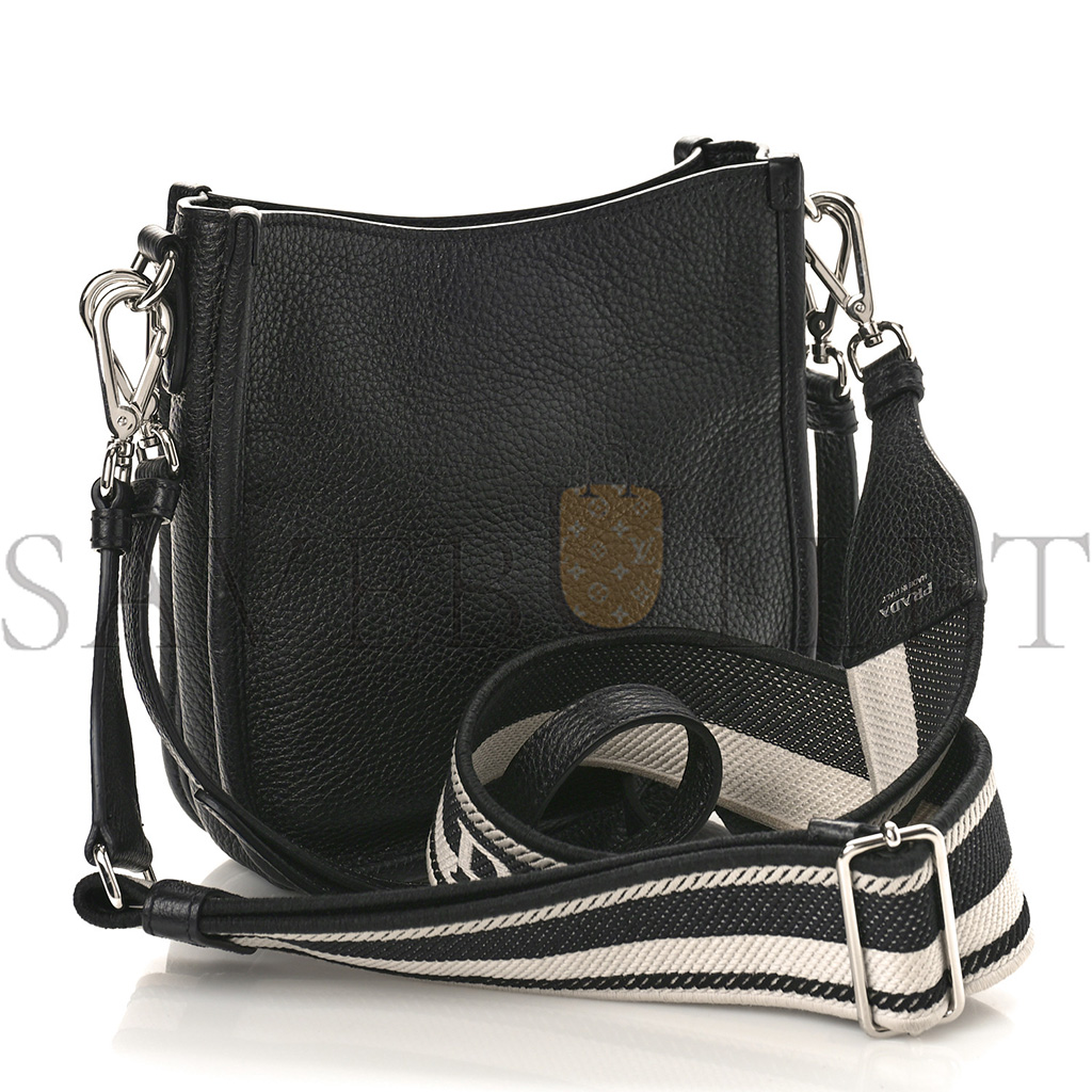 PRADA VITELLO DAINO SOFT MINI SHOULDER BAG BLACK (20*20*8cm)