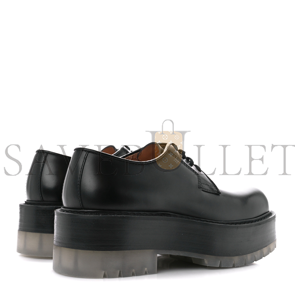 BOTTEGA VENETA CALFSKIN PLATFORM DERBY SHOES 38 BLACK 