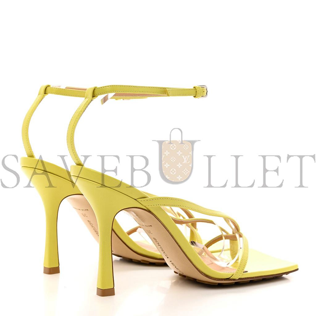 BOTTEGA VENETA LAMBSKIN STRETCH MULTI STRAP 90MM SANDALS 39 PEAR 