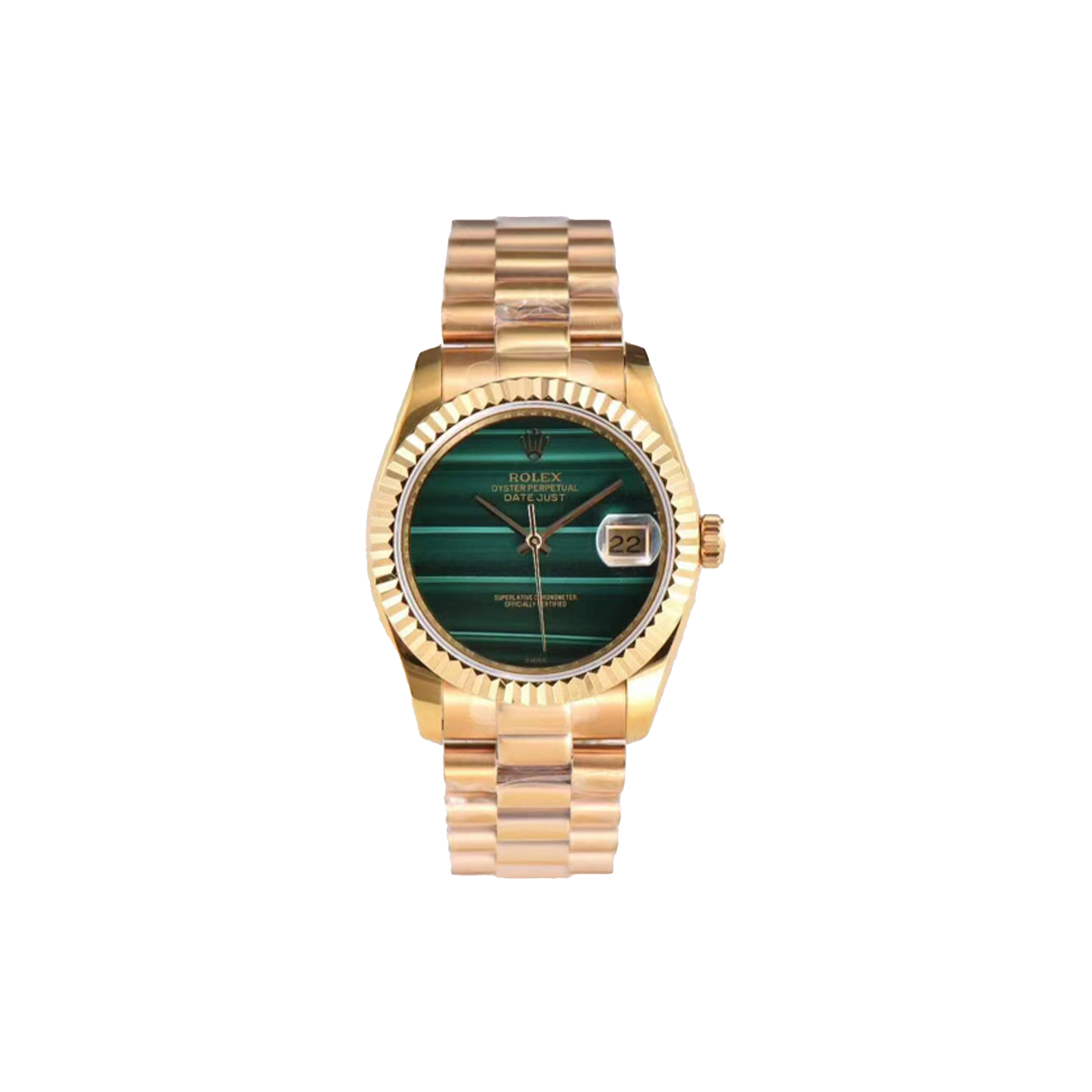 ROLEX DATEJUST YELLOW GOLD MALACHITE DIAL WATCH 69178