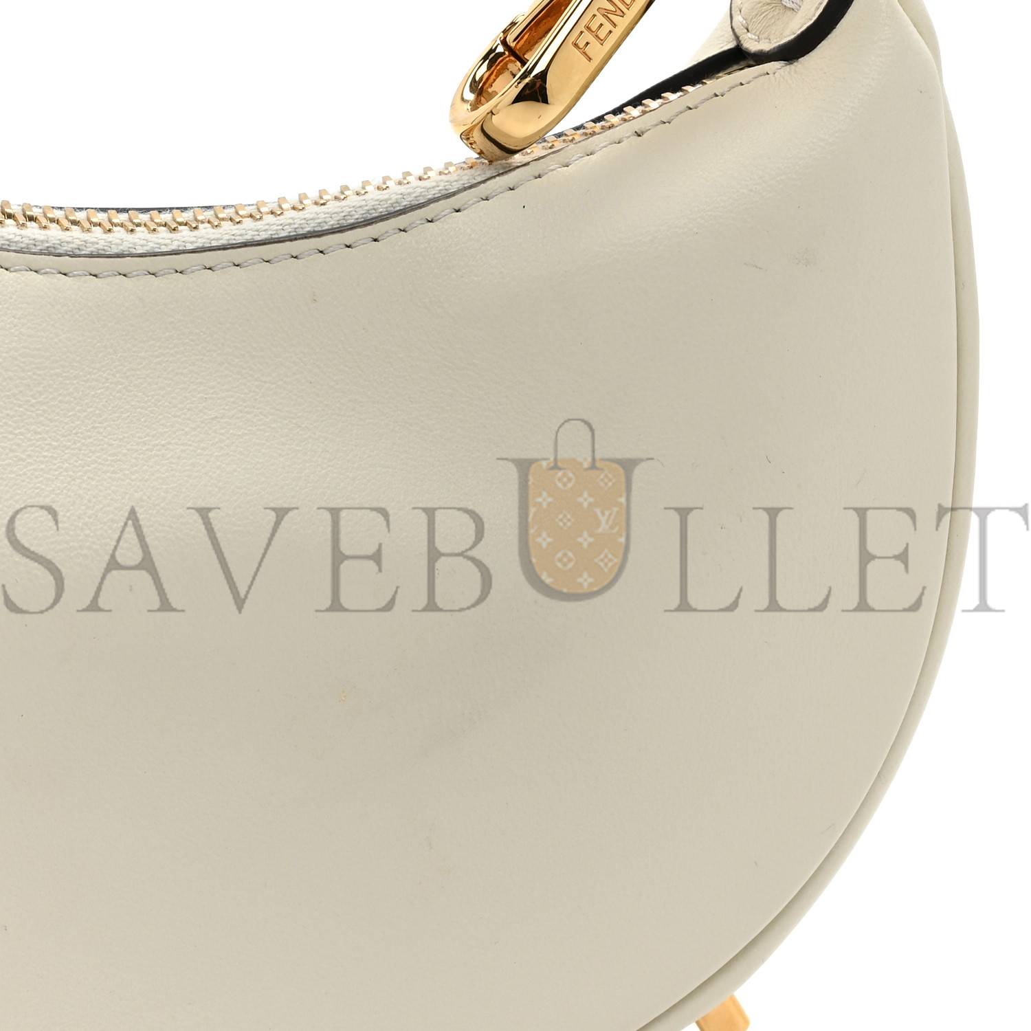 FENDI VITELLO GRACE MATTE NANO FENDIGRAPHY HOBO CHARM WHITE ICE (15*11*5cm)