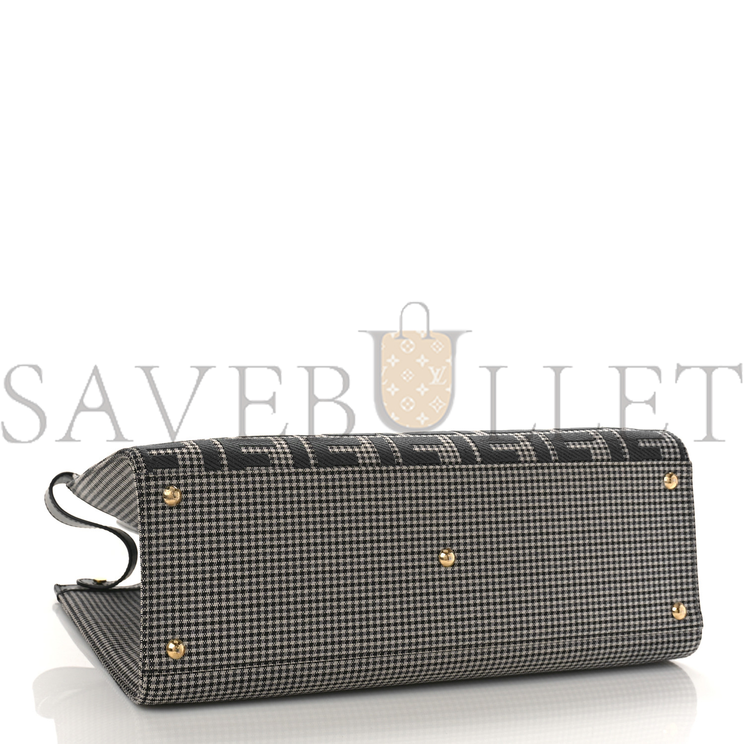 FENDI WOOL VITELLO KING HOUNDSTOOTH FF EMBROIDERED MEDIUM PEEKABOO X-TOTE GRIGIO ANTHRACITE (41*29*16cm)