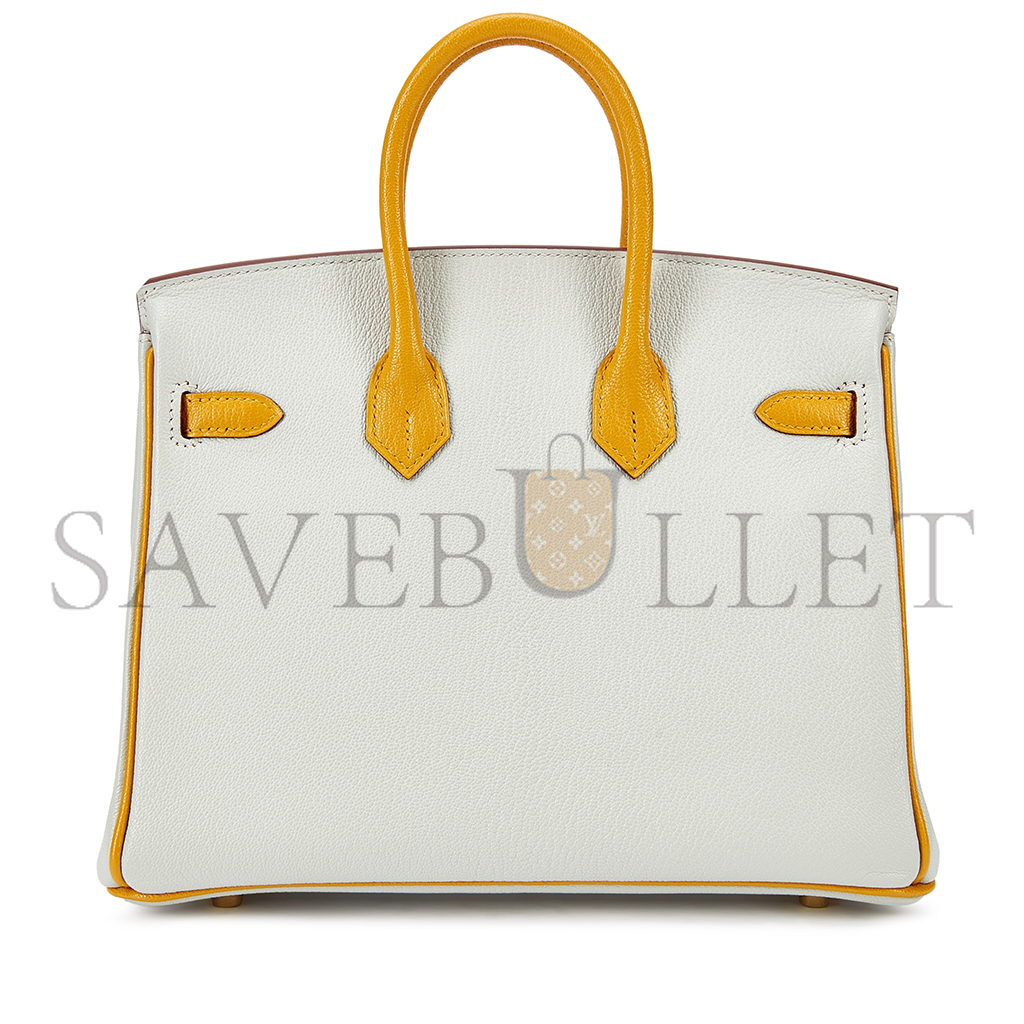 HERMES MASTER BIRKIN 25 PEARL GRAY CHICKEN YELLOW BK251037TGCZ (25*20*13cm)