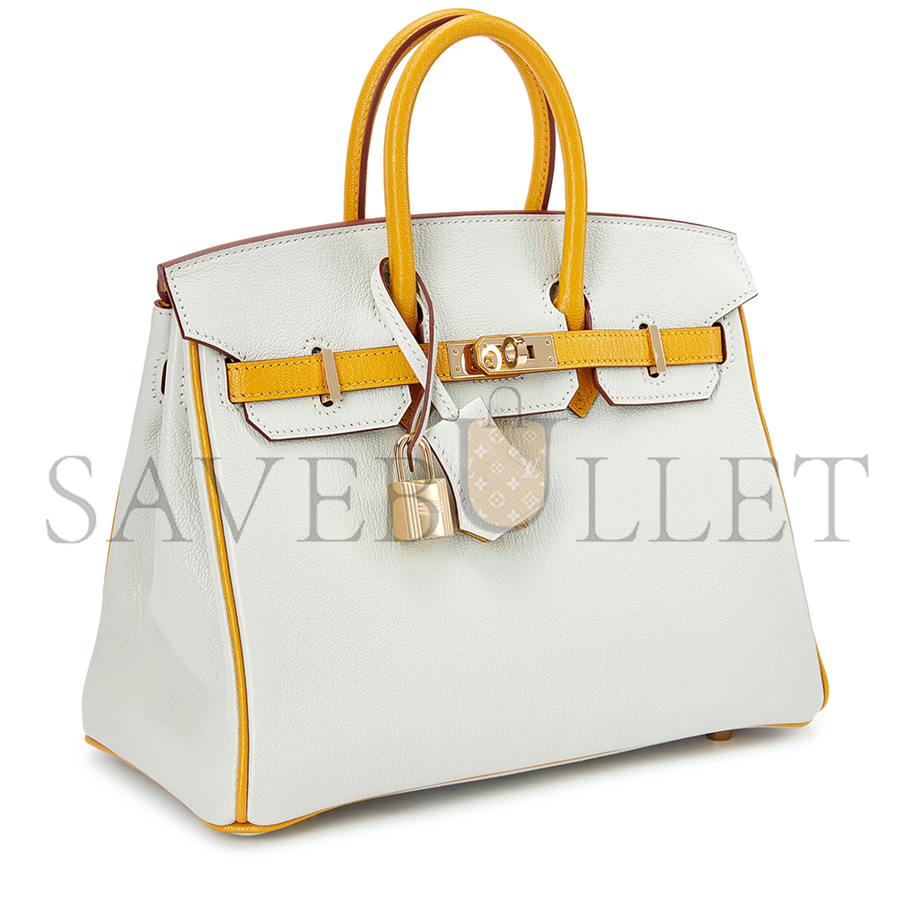 HERMES BIRKIN 25 PEARL GRAY CHICKEN YELLOW BK251037TGCZ (25*20*13cm)