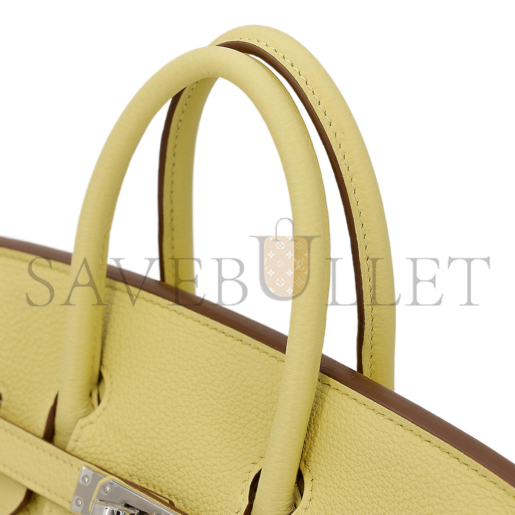 HERMÈS BIRKIN 30 TOGO LEATHER LEMON YELLOW SILVER BUCKLE BAG 1271660027 (30*23*15cm)