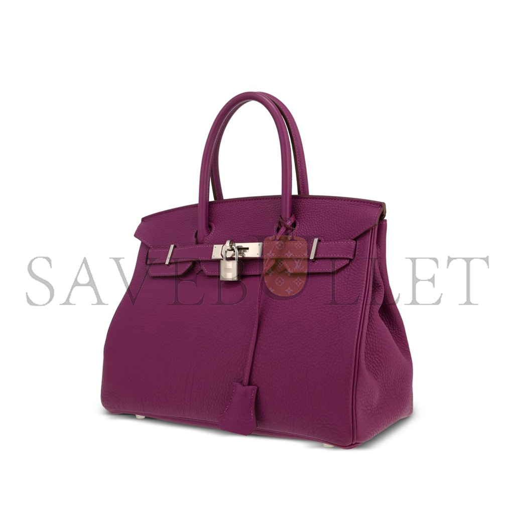 HERMÈS BIRKIN 30 TOGO LEATHER ROSE PURPLE SILVER BUCKLE 26599473 (30*23*15cm)