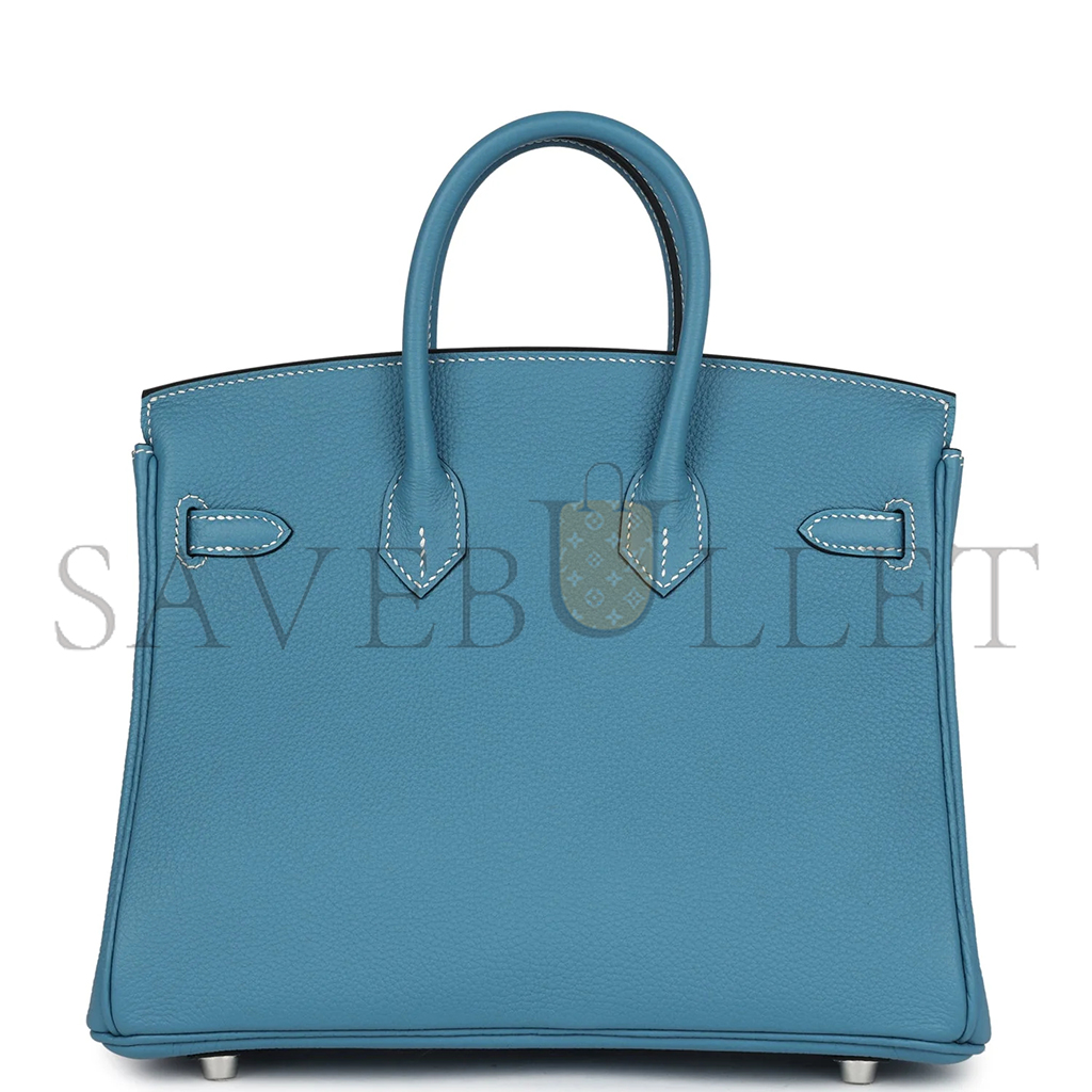 HERMÈS BIRKIN 25 BLUE JEAN TOGO PALLADIUM HARDWARE 265378 (25*20*13cm)