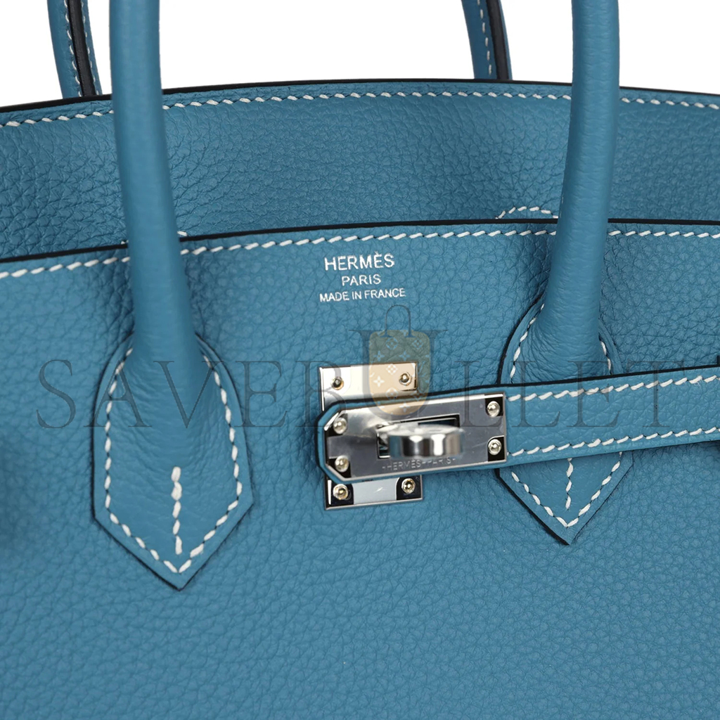 HERMÈS BIRKIN 25 BLUE JEAN TOGO PALLADIUM HARDWARE 265378 (25*20*13cm)