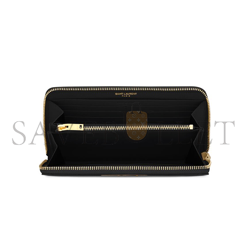 YSL CASSANDRE MATELASSÉ ZIP AROUND WALLET IN GRAIN DE POUDRE LEATHER 358094BOW011000 (19*9.5*2.5cm)