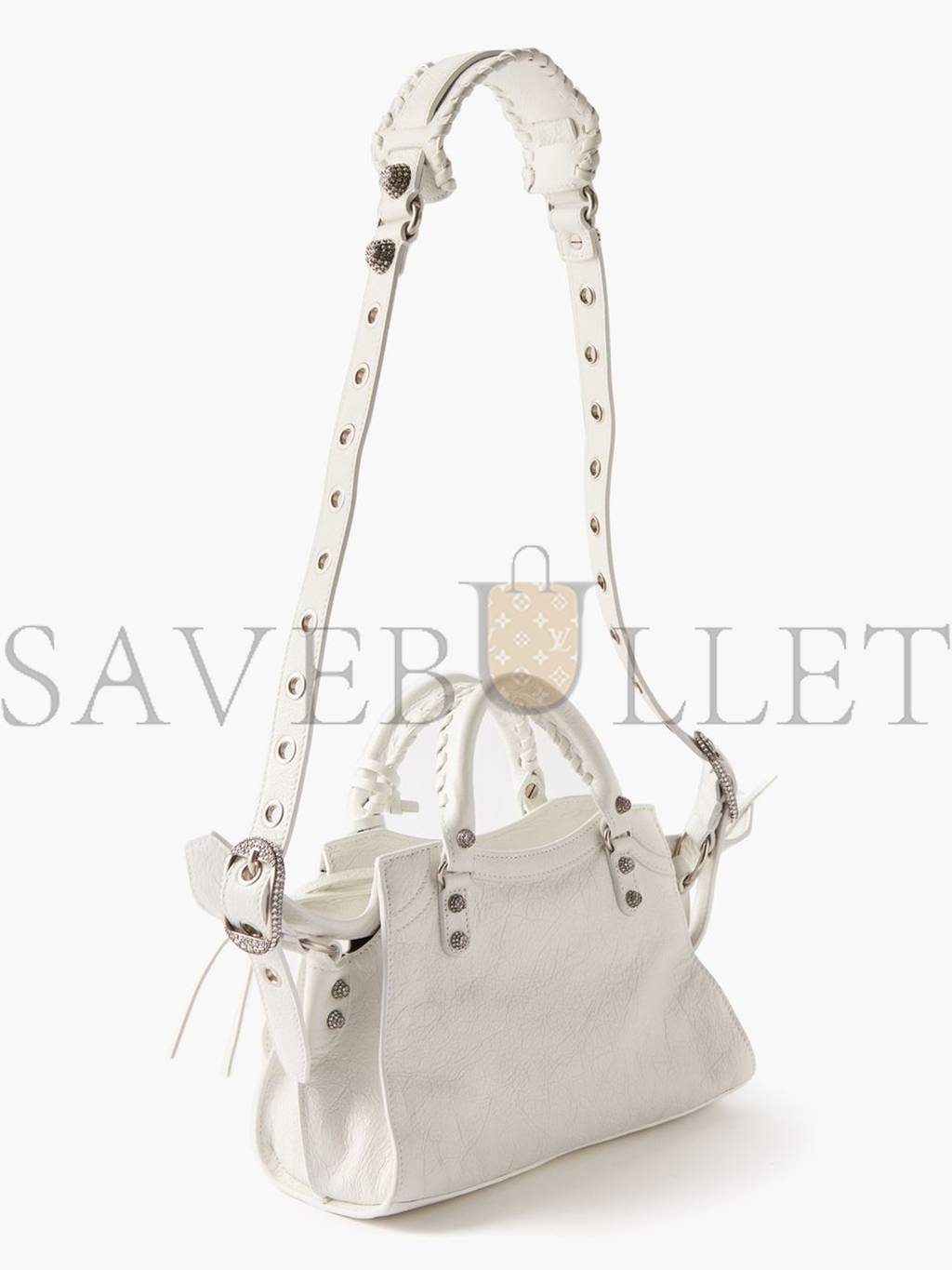 BALENCIAGA WHITE NEO CAGOLE XS LEATHER SHOULDER BAG MATCHESFASHION US (25.5*16.7*11cm)