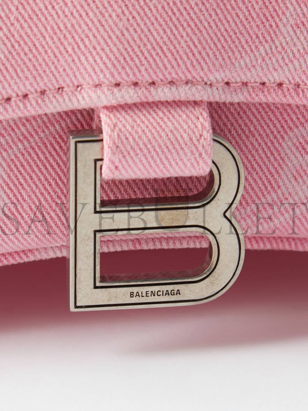 BALENCIAGA PINK HOURGLASS XS LOGO-PRINT DENIM CROSS-BODY BAG MATCHESFASHION US (19*12.1*8.1cm)