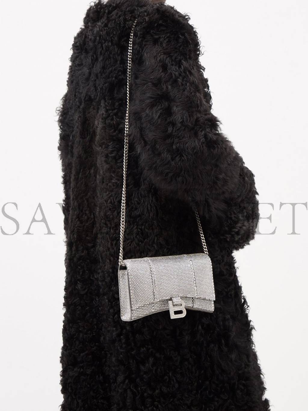 BALENCIAGA GREY HOURGLASS CRYSTAL-EMBELLISHED CROSS-BODY BAG MATCHESFASHION US (19.8*12.1*5cm)