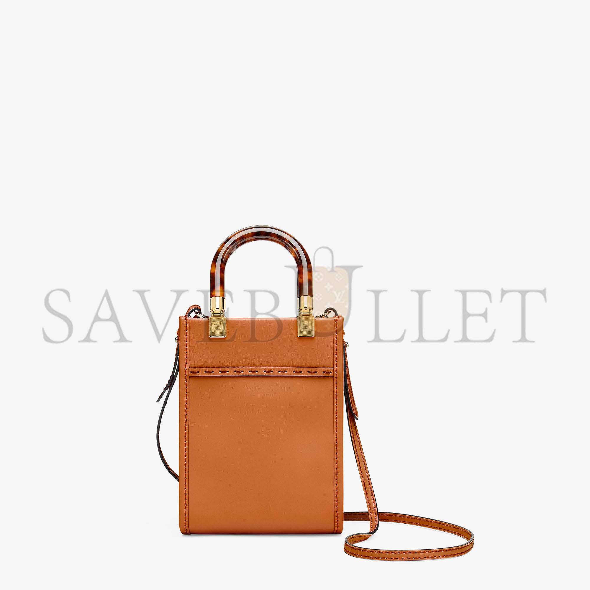 FENDI MINI SUNSHINE SHOPPER - BROWN LEATHER MINI-BAG 8BS051ABVLF0PWZ (18*13*6.5cm)