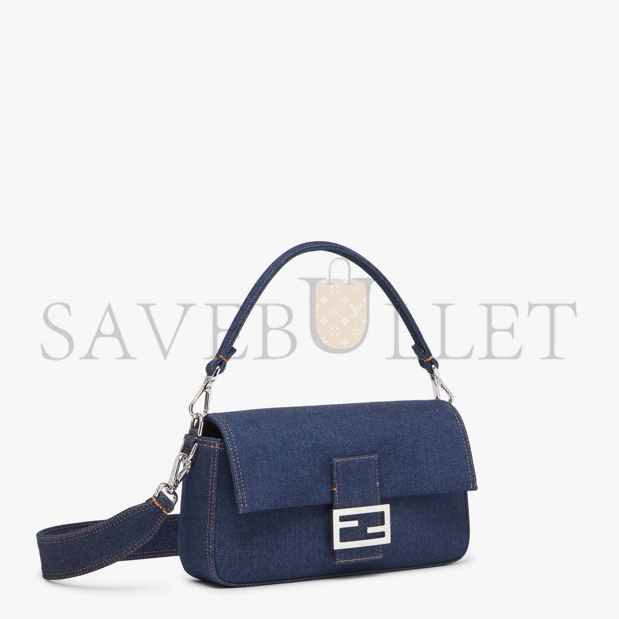 FENDI BAGUETTE - RE-EDITION BAG IN BLUE DENIM 8BR600AL9WF0KR1 (27*15*6cm)