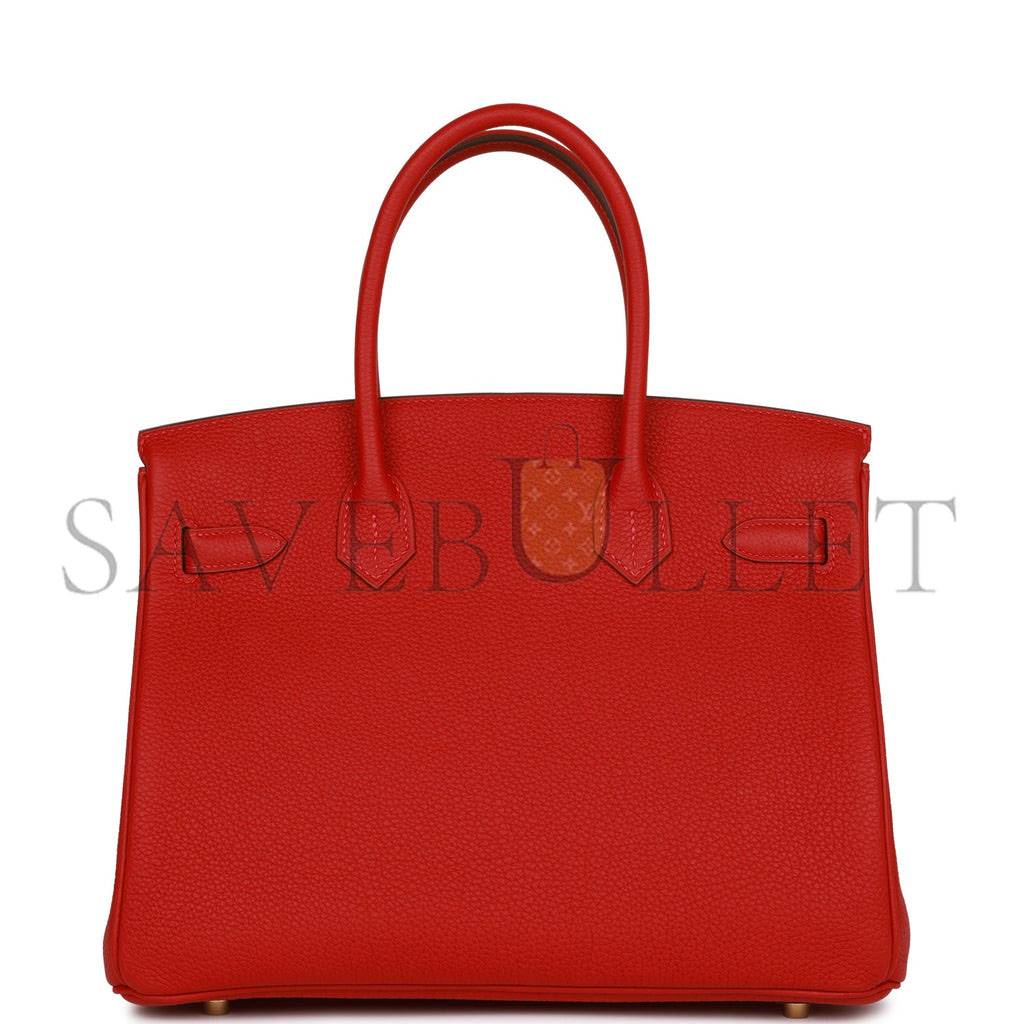 HERMES SPECIAL ORDER (HSS) BIRKIN 30 ROUGE CASAQUE TOGO GOLD HARDWARE ( 30cm*22*16cm)