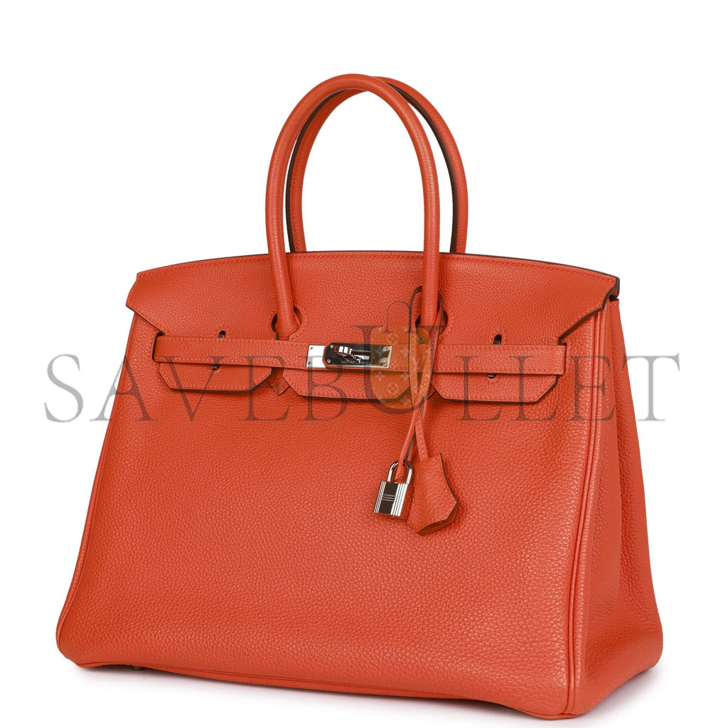 HERMES BIRKIN 35 ORANGE H CLEMENCE PALLADIUM HARDWARE (35cm)