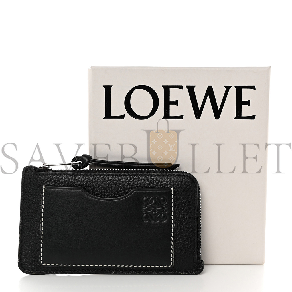 LOEWE SOFT GRAINED CALFSKIN COIN CARD HOLDER BLACK (12*7cm)