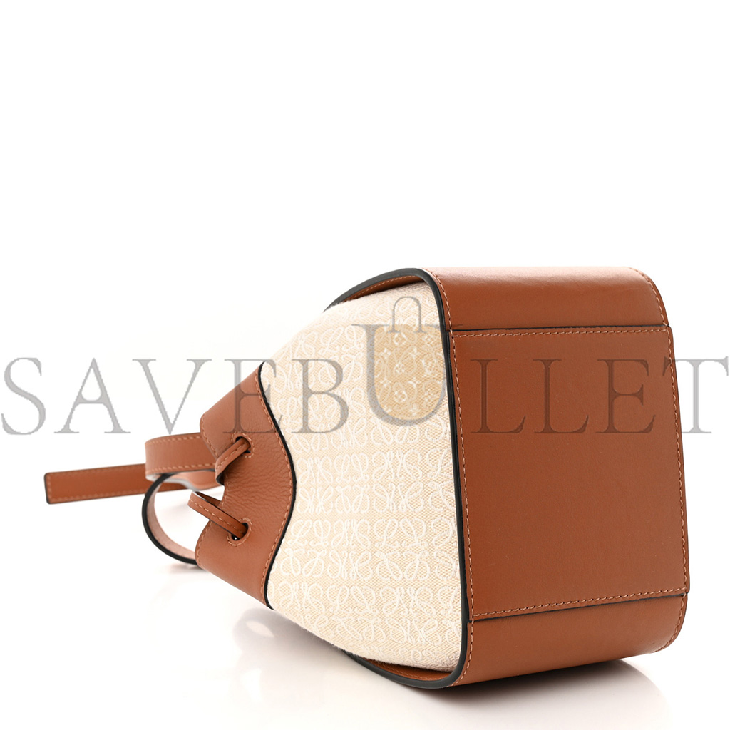 LOEWE CALFSKIN CANVAS MINI HAMMOCK SHOULDER BAG NATURAL TAN (19*17*10cm)