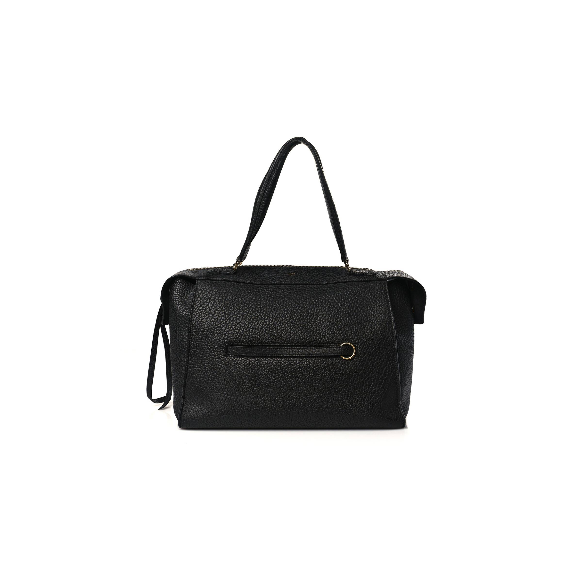 CELINE BULLHIDE CALFSKIN SMALL RING BAG BLACK (34*25*20cm)