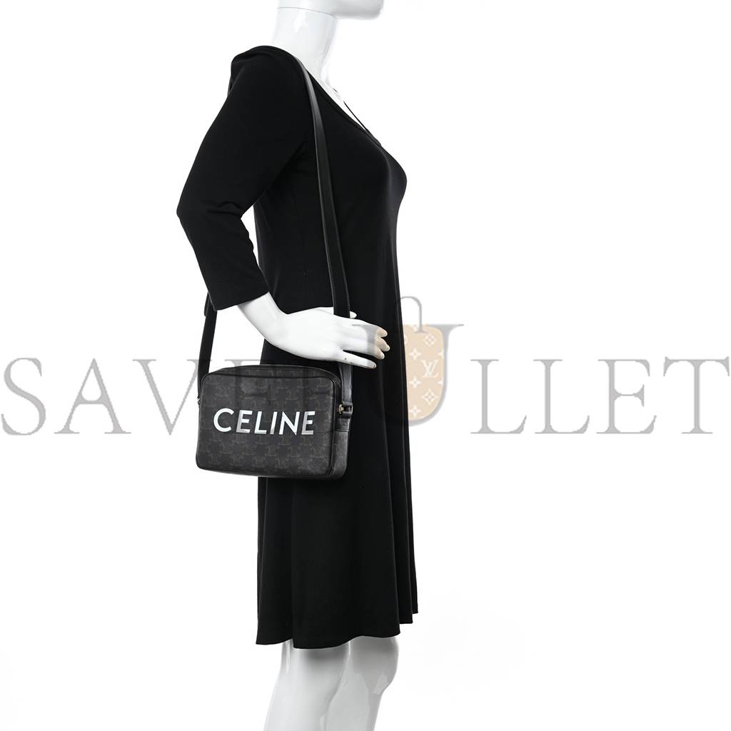 CELINE TRIOMPHE CANVAS MEDIUM MESSENGER BAG BLACK (23*15*5cm)