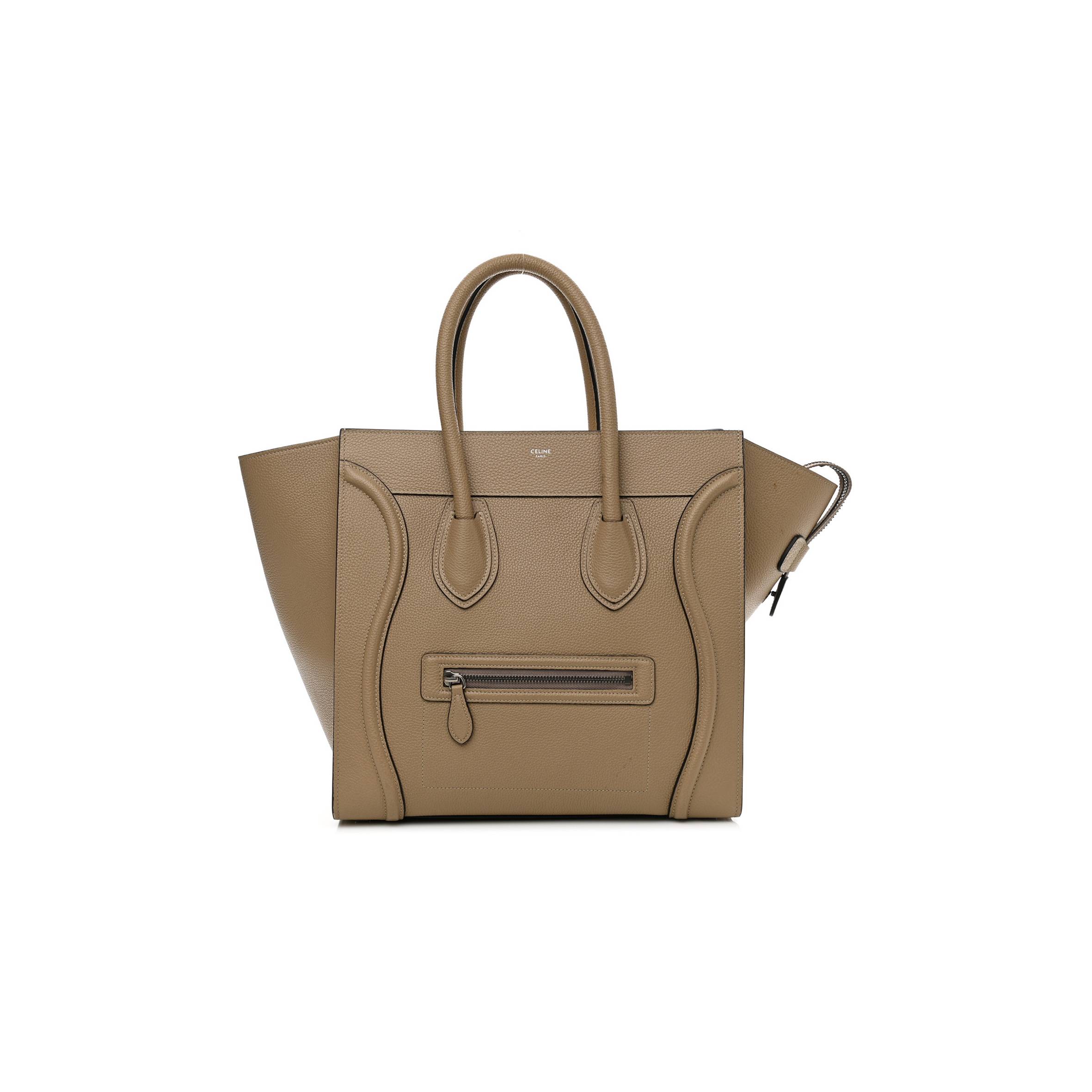 CELINE DRUMMED CALFSKIN MINI LUGGAGE DUNE (30*30*18cm)