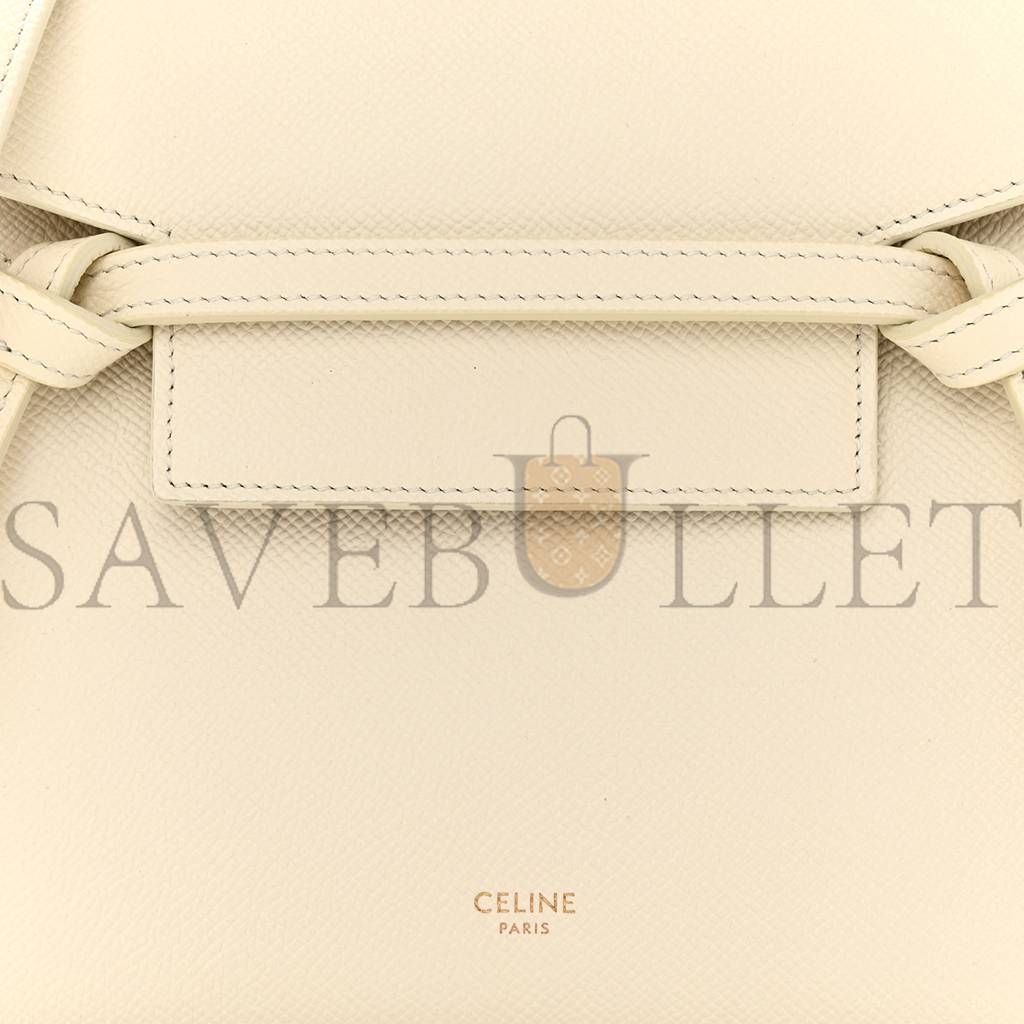 CELINE GRAINED CALFSKIN NANO BELT BAG WHITE  (15*14*8cm)