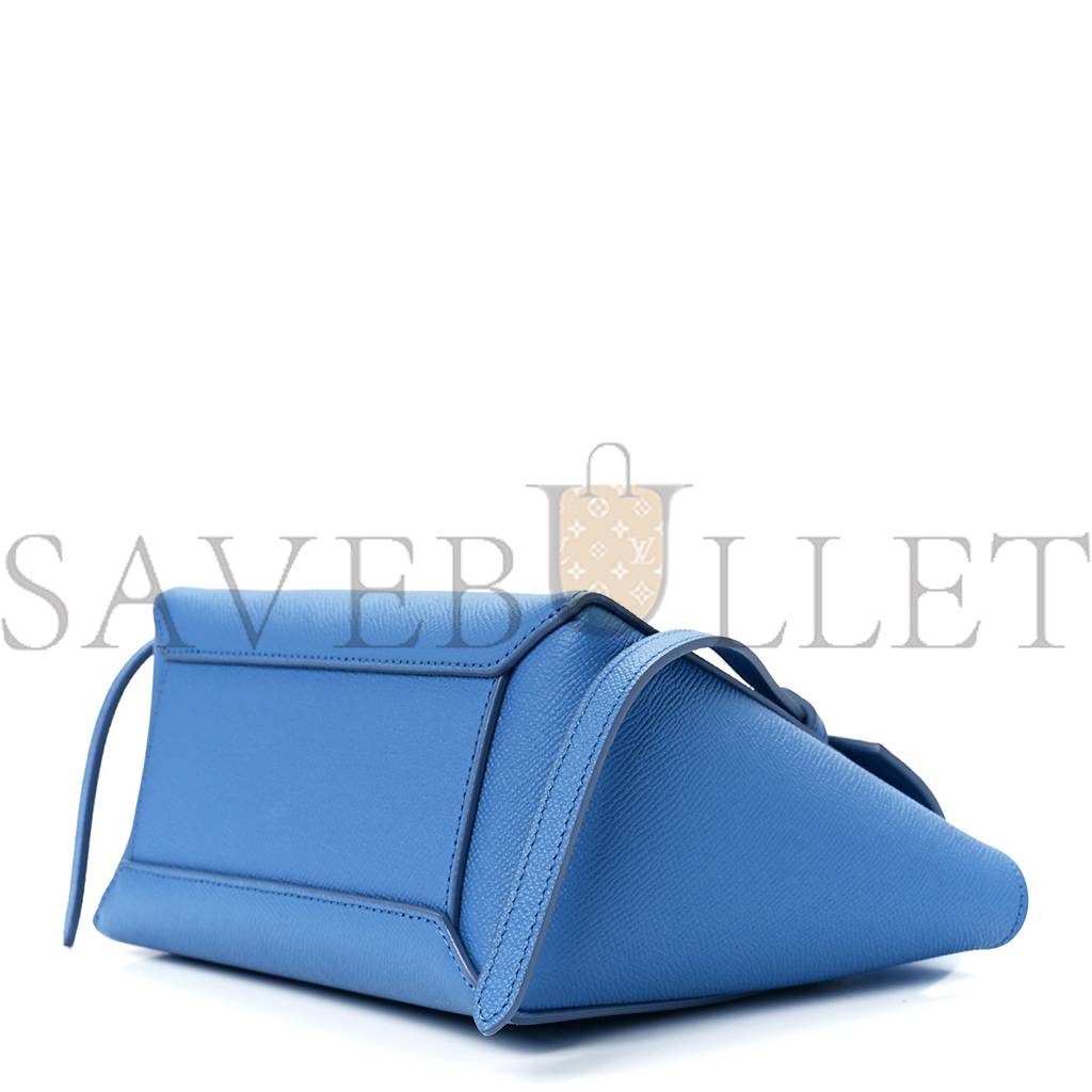 CELINE GRAINED CALFSKIN NANO BELT BAG BLUE (20*19*11cm)