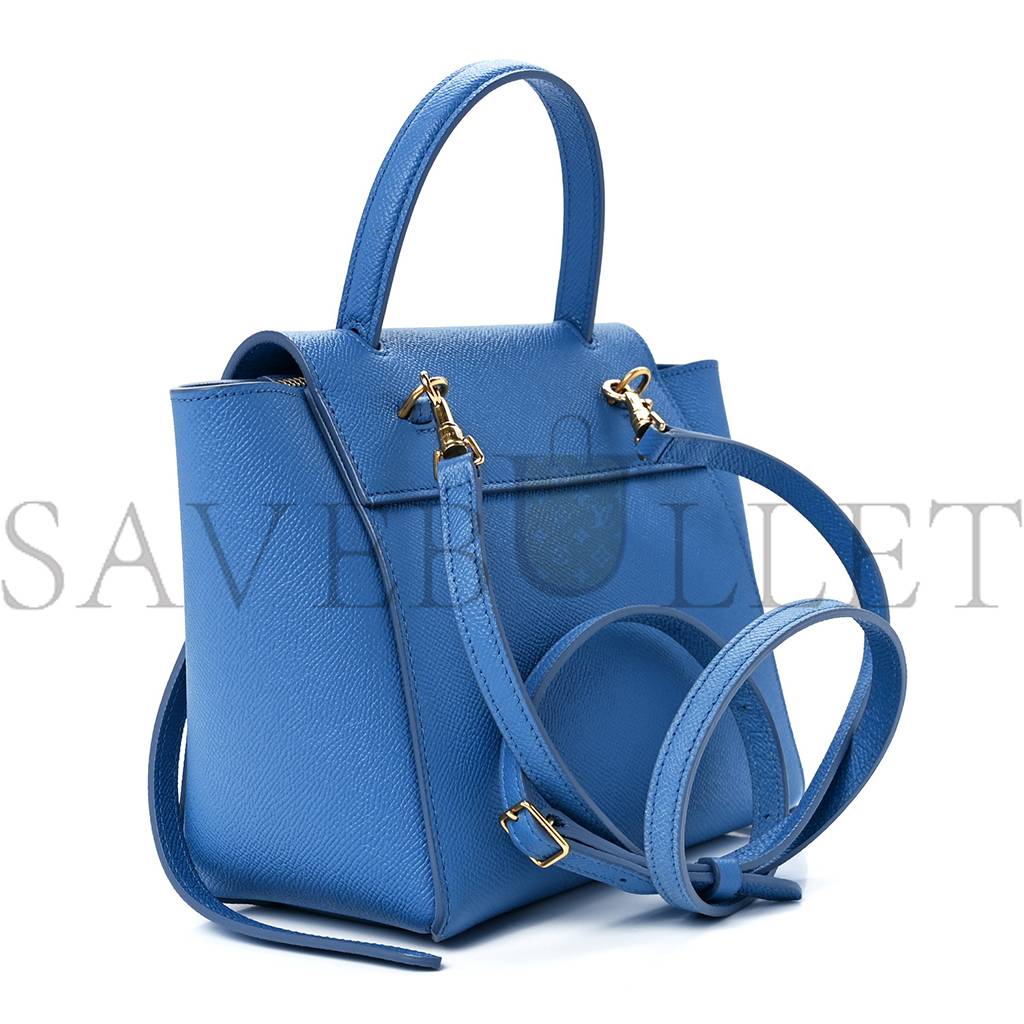 CELINE GRAINED CALFSKIN NANO BELT BAG BLUE (20*19*11cm)