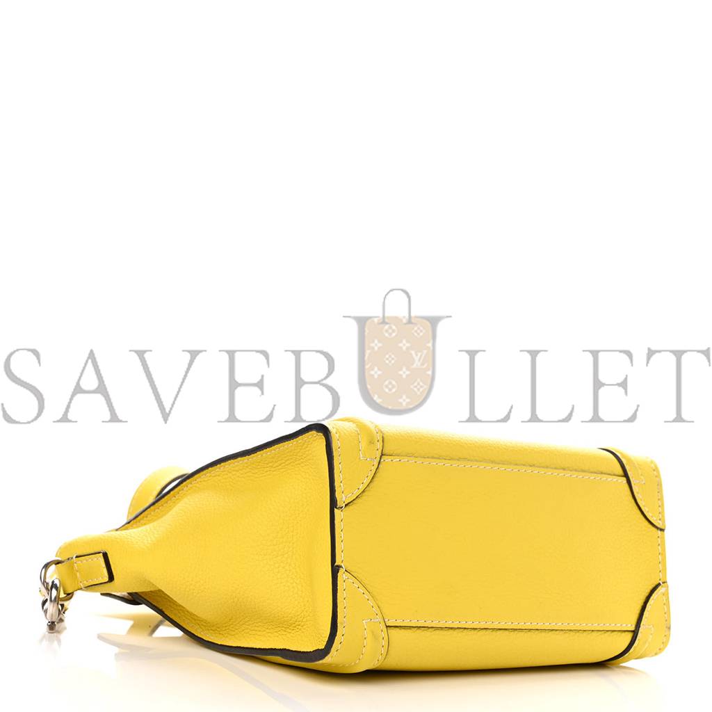 CELINE DRUMMED CALFSKIN NANO LUGGAGE CITRON (20*20*10cm)