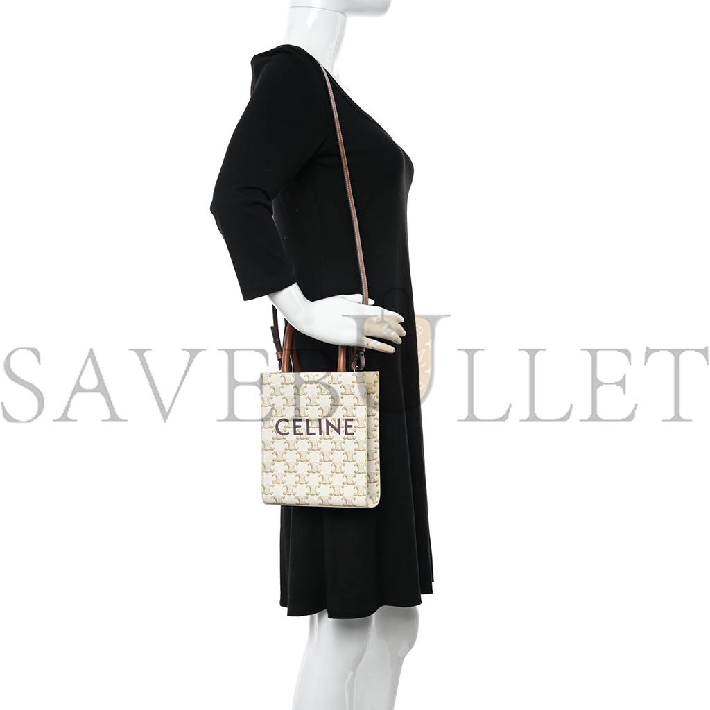 CELINE TRIOMPHE CANVAS CALFSKIN MINI VERTICAL CABAS WHITE (20*17*6cm)