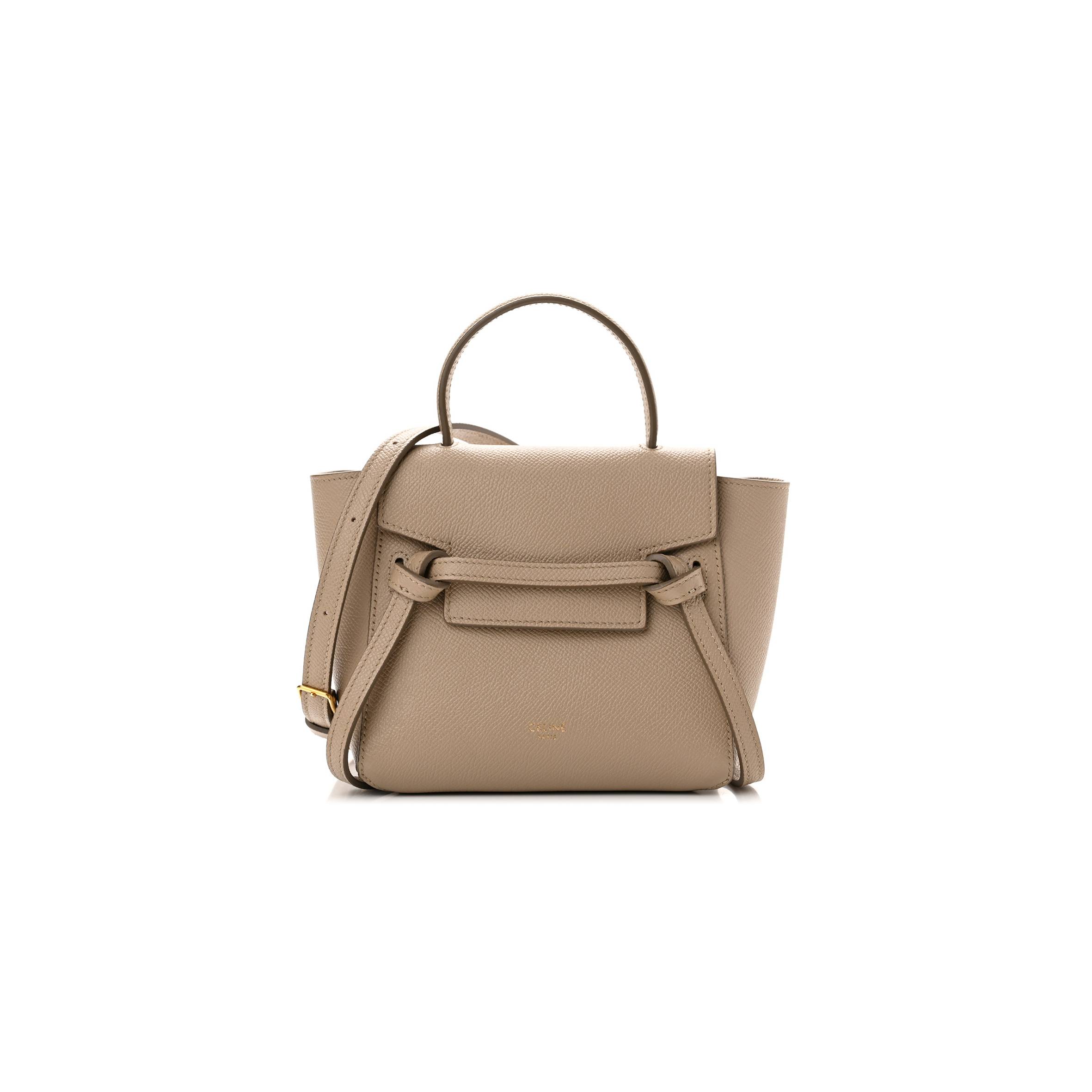 CELINE GRAINED CALFSKIN NANO BELT BAG LIGHT TAUPE (20*18*10cm)