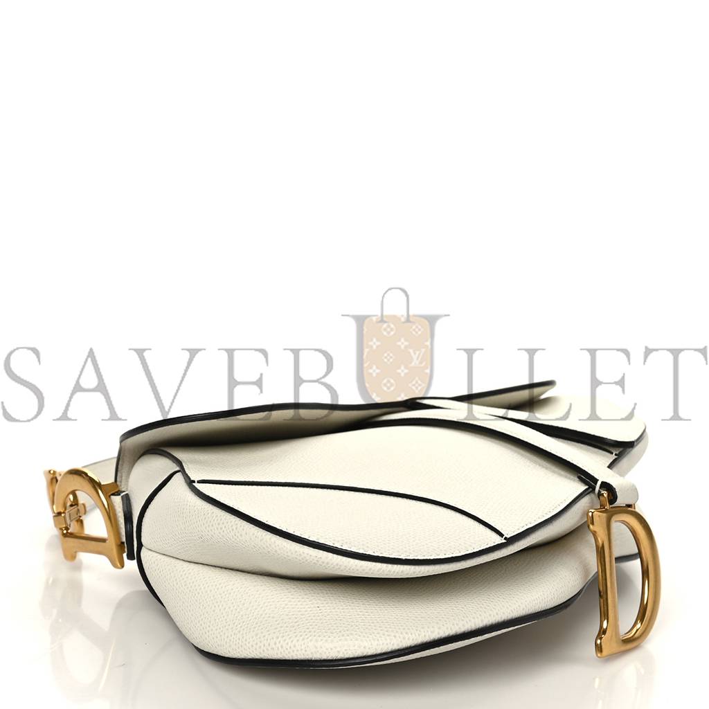 DIOR GRAINED CALFSKIN SADDLE BAG WHITE (24*20*7cm)