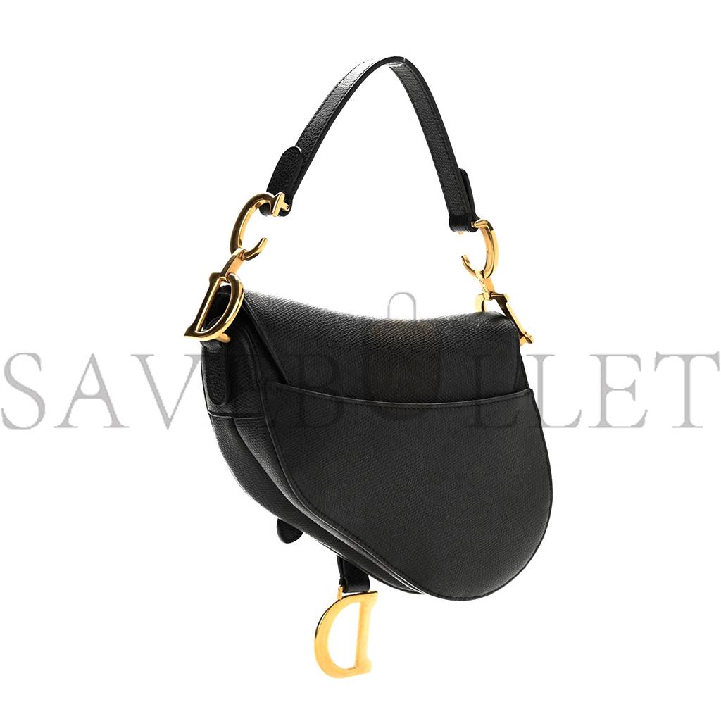 DIOR GRAINED CALFSKIN MINI SADDLE BAG BLACK (18*16*5.1cm)