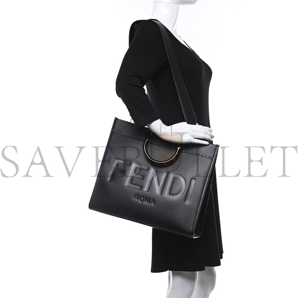 FENDI VITELLO KING PLEXIGLASS MEDIUM FENDI SUNSHINE SHOPPER TOTE BLACK (14*12*6cm)