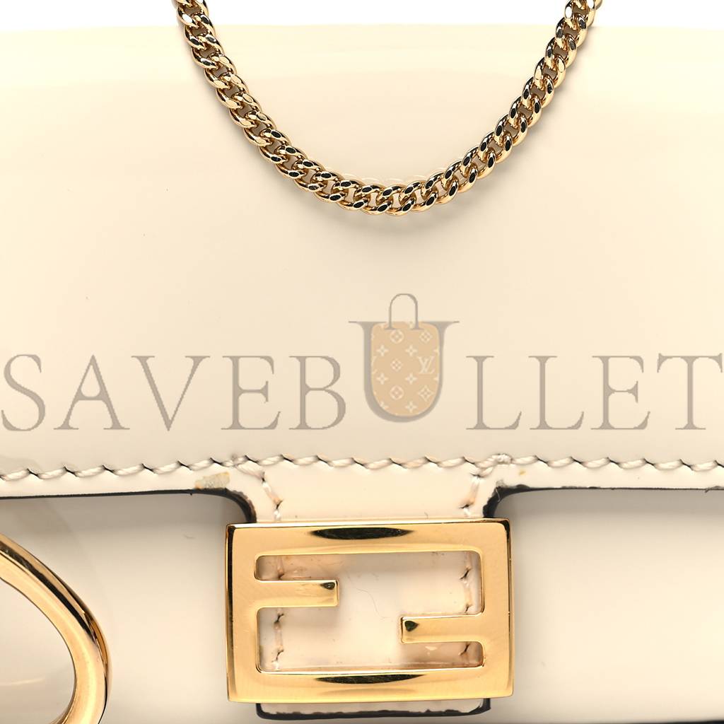 FENDI PATENT NANO BAGUETTE BELT CHARM WHITE (10*7*2cm)